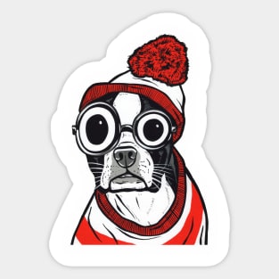 Boston Terrier Striped Shirt Sticker